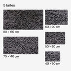 Les 5 tailles du tapis CleanPatte™ à l'échelle, de 40 × 60 cm à 80 × 160 cm